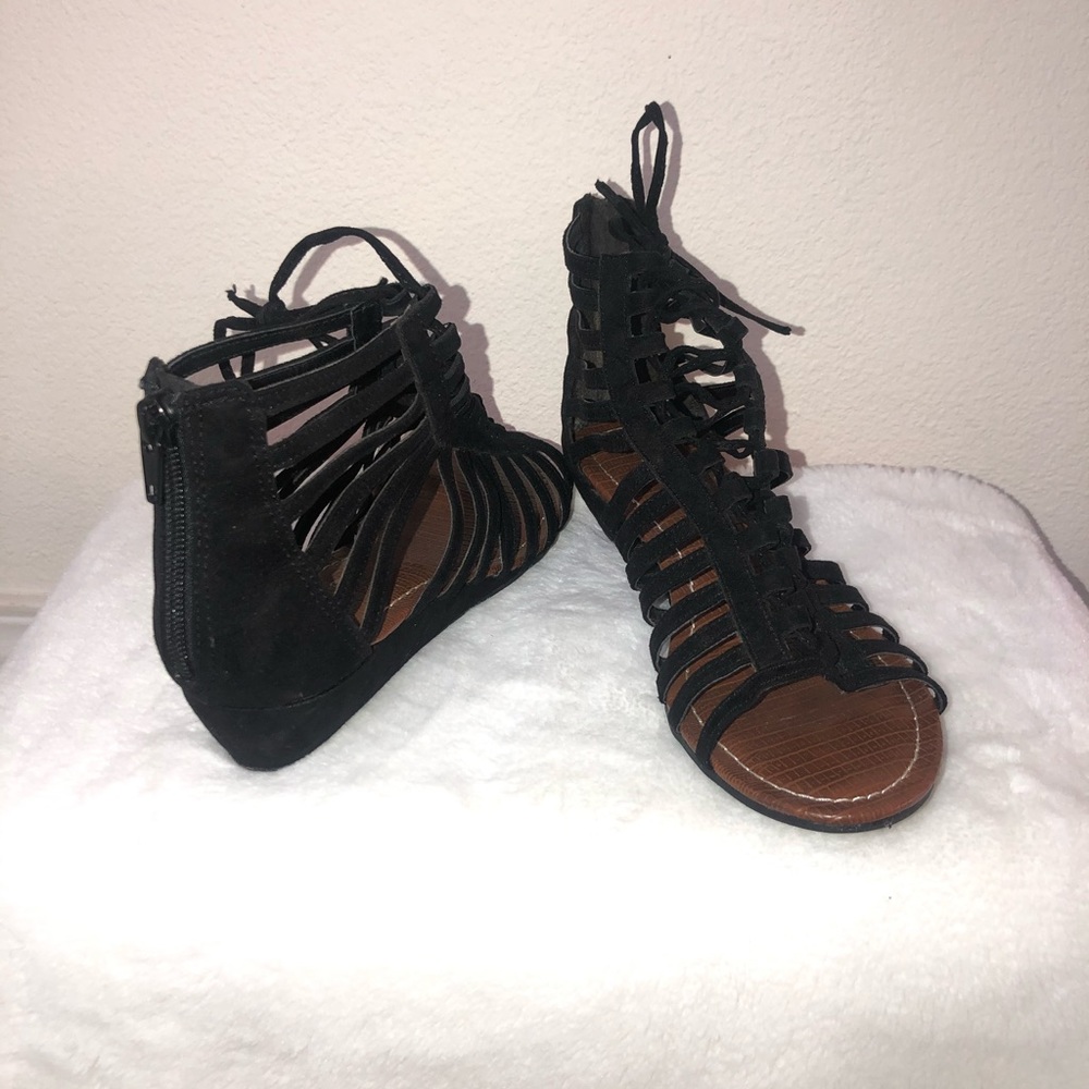 Black lace up sandals